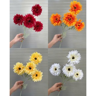 Cành cúc đồng tiền 4bông vải-thân phủ phấn-  trang trí bình hoa, lẵng hoa, phòng khách, cà phê,khách sạn, tổ chức sự kiệ