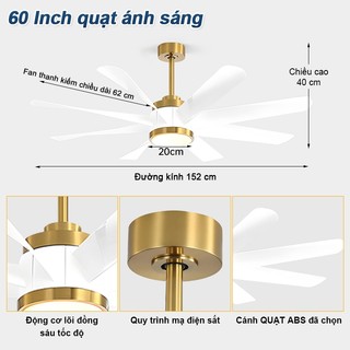 GOGEOUS Quạt trần 8 cánh kích thước siêu lớn 152cm Thích hợp cho, phòng khách, trung tâm mua sắm, quán cà phê