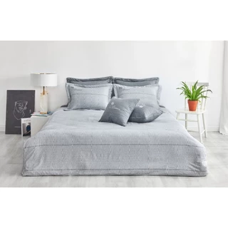 (160*200) (200x220) Bộ ga chun trần , chăn 4 mùa, 2 vỏ gối màu ghi Everon EPM 21064 vải modal