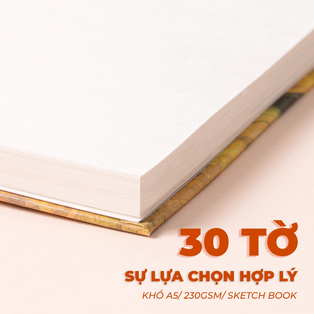 Sổ Vẽ Đa Chất Liệu GLOBAL ART 230GSM, Giấy Ăn Chì Có Mặt Vân Và Mặt Mịn Vẽ Được Màu Nước Chì Màu, Acrylic 60 Trang A4 A5