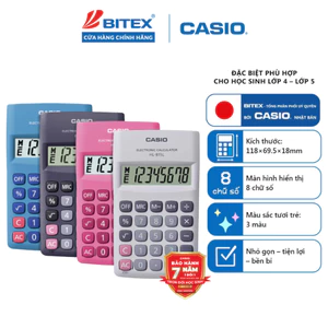 Máy Tính Bỏ Túi Casio HL-815L (8 Số) Chính Hãng - Mini Nhỏ Gọn Cho Học Sinh, Bán Hàng Tạp Hóa