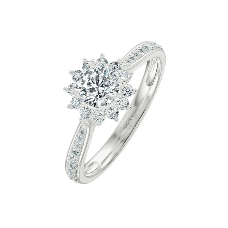 [CHAT TRƯỚC KHI ĐẶT] Nhẫn Cầu Hôn Tierra Halo Sparkling NCH2006, Vàng 14K 18K, Tấm CZ/ KC, Halo Hoa Tuyết Sang Trọng