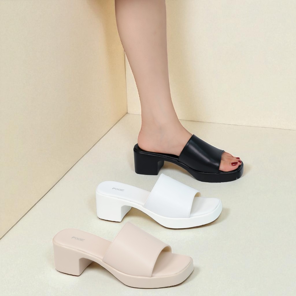 Guốc Cao Gót 5cm Quai Ngang Mũi Vuông Pixie H144