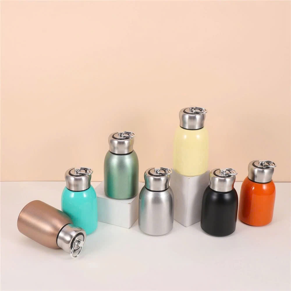 Bình Giữ Nhiệt Inox Xinh Xắn Cho Dân Văn Phòng,Bình Cafe Lùn Nhỏ Gọn Sang Trọng - BÌNH CAFE MINI 300ML CÓ QUAI XÁCH