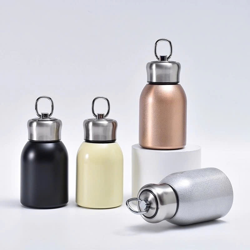 Bình Giữ Nhiệt Inox Xinh Xắn Cho Dân Văn Phòng,Bình Cafe Lùn Nhỏ Gọn Sang Trọng - BÌNH CAFE MINI 300ML CÓ QUAI XÁCH