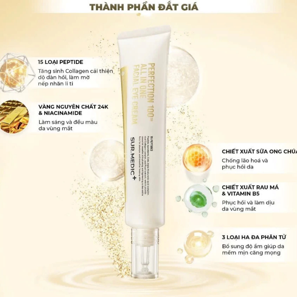 Kem Mắt SURMEDIC Perfection 100TM All In One Facial Eye Cream Hỗ Trợ Mờ Thâm, Sáng Da - 35ml