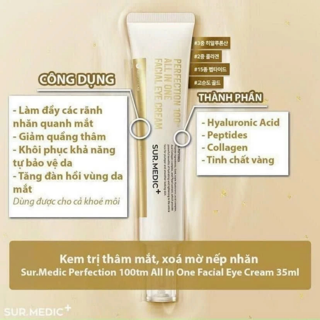 Kem Mắt SURMEDIC Perfection 100TM All In One Facial Eye Cream Hỗ Trợ Mờ Thâm, Sáng Da - 35ml