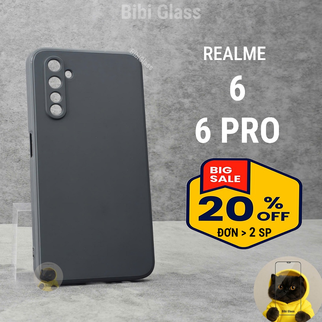 Ốp lưng realme 6, 6 pro bảo vệ cam điện thoại toàn diện cạnh vuông nhựa dẻo tpu bibi glass