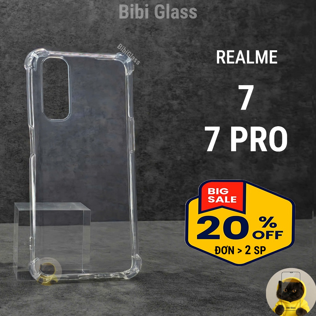 Ốp lưng Realme 7 / 7 Pro trong suốt silicon chống sốc va đập viền vuông bảo vệ cam điện thoại