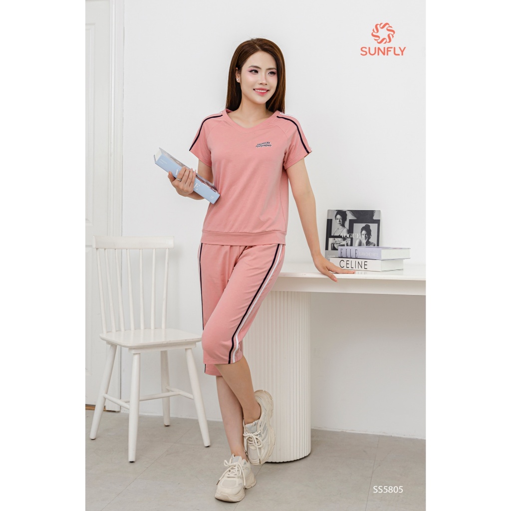 SS5805 Bộ thể thao nữ cotton compact áo cộc quần ngố