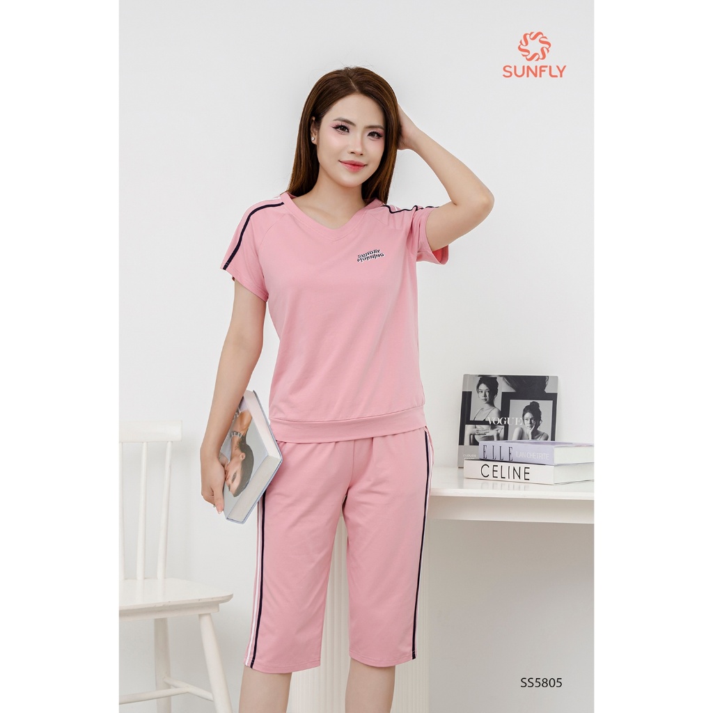 SS5805 Bộ thể thao nữ cotton compact áo cộc quần ngố