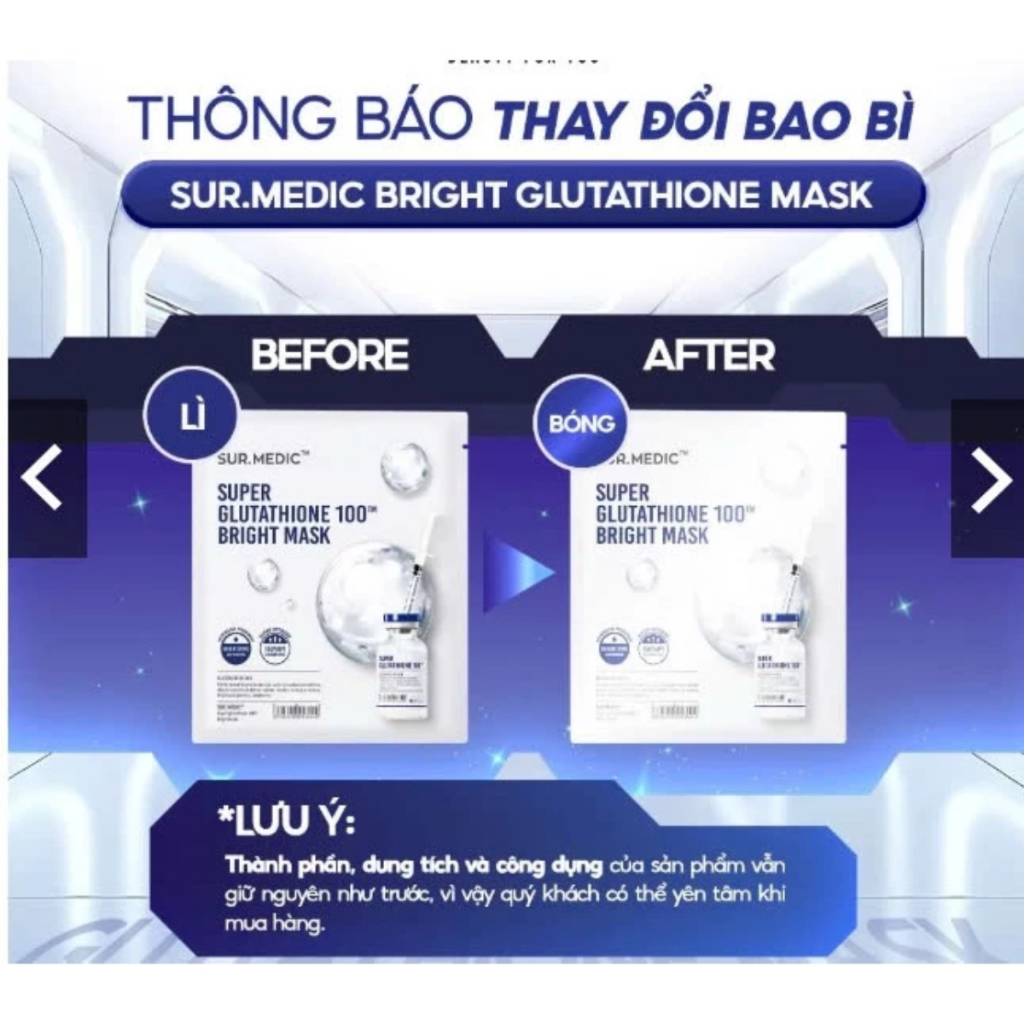 Mặt Nạ Dưỡng Trắng SURMEDIC Bright Glutathione Mask 28g/30g