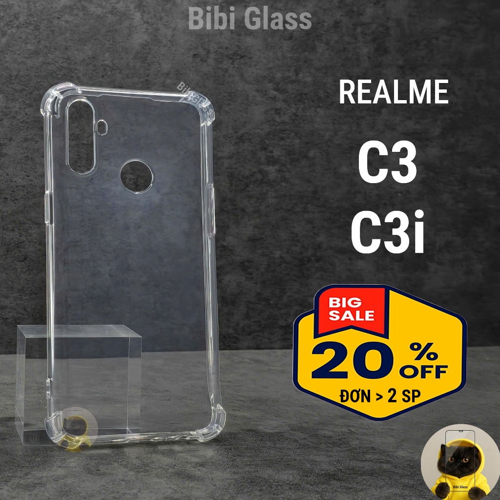 Ốp lưng Realme C3 / C3i trong suốt silicon nhựa dẻo chống sốc bảo vệ cam điện thoại bibi