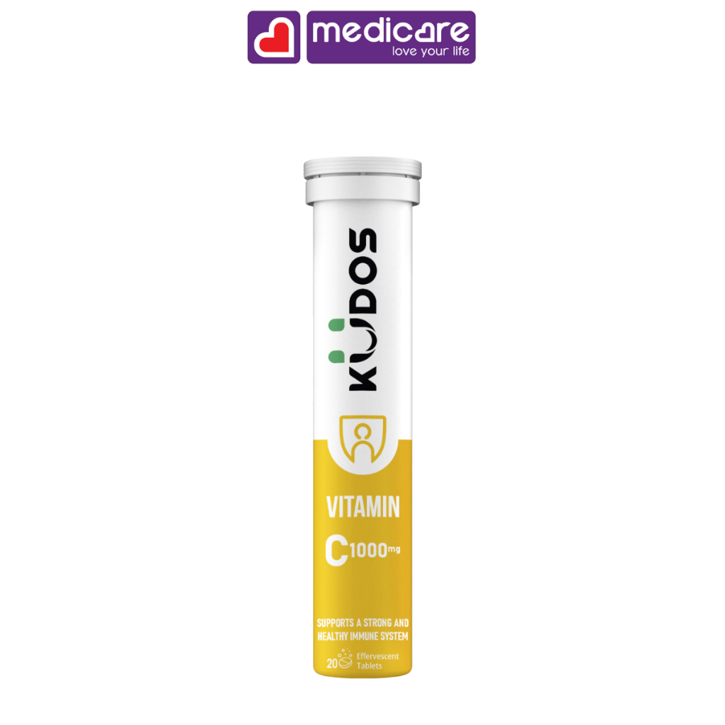 Viên sủi KUDOS vitamin C 1000mg hỗ trợ sức đề kháng tuýp 20 viên