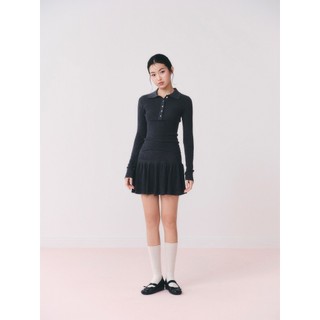 Set OLV áo và chân váy len polo dễ thương Ribbed Knit Heart Button Set phù hợp đi chơi