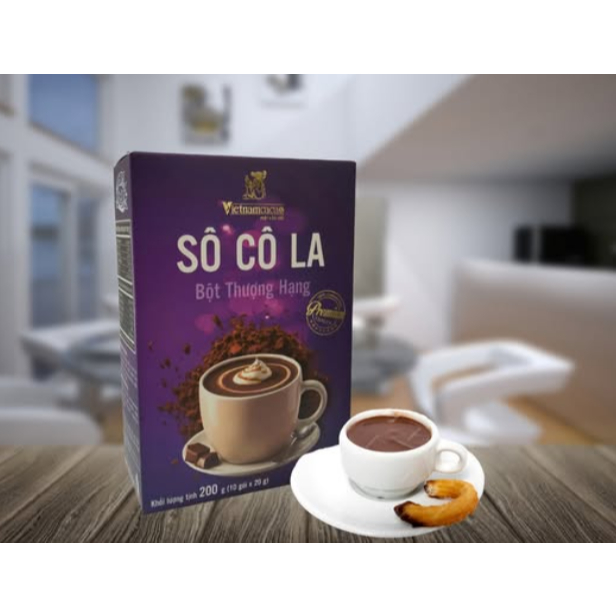 Bột socola 10 gói 20g Hot Chocolate Premium 200g  Caravelle 300g