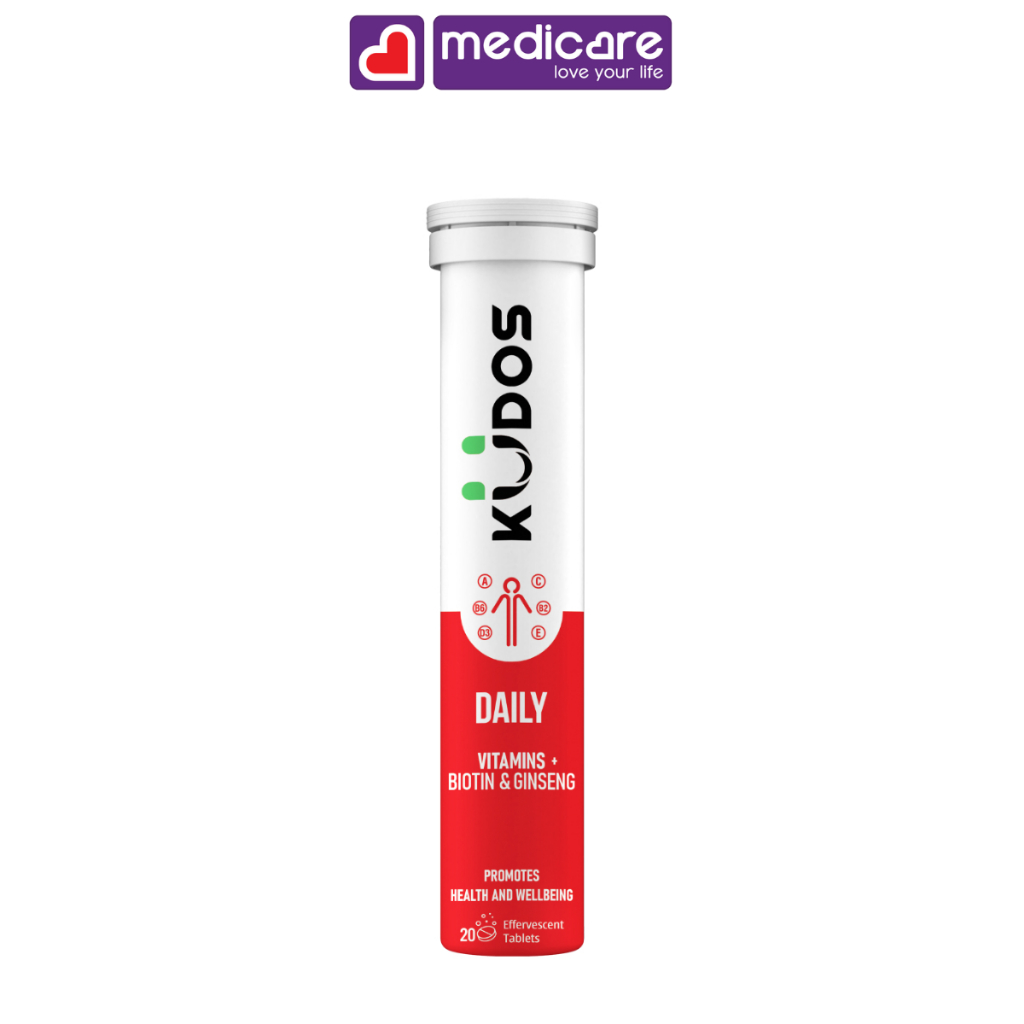 Viên sủi KUDOS Daily Vitamin Biotin & Ginseng hương cam 20 viên