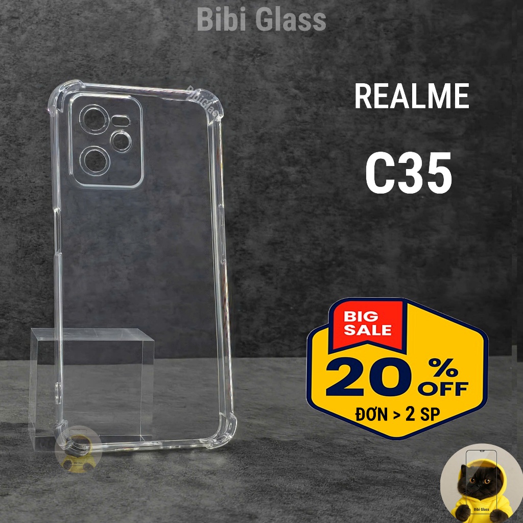 Ốp lưng REALME C35 trong suốt silicon nhựa dẻo viền vuông chống sốc va đập bảo vệ cam điện thoại bibi