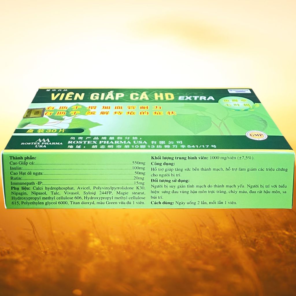 Combo 5 Hộp Viên Giấp Cá HD Extra - Rostex - Hải Dương - Vitamin Thanh Lọc