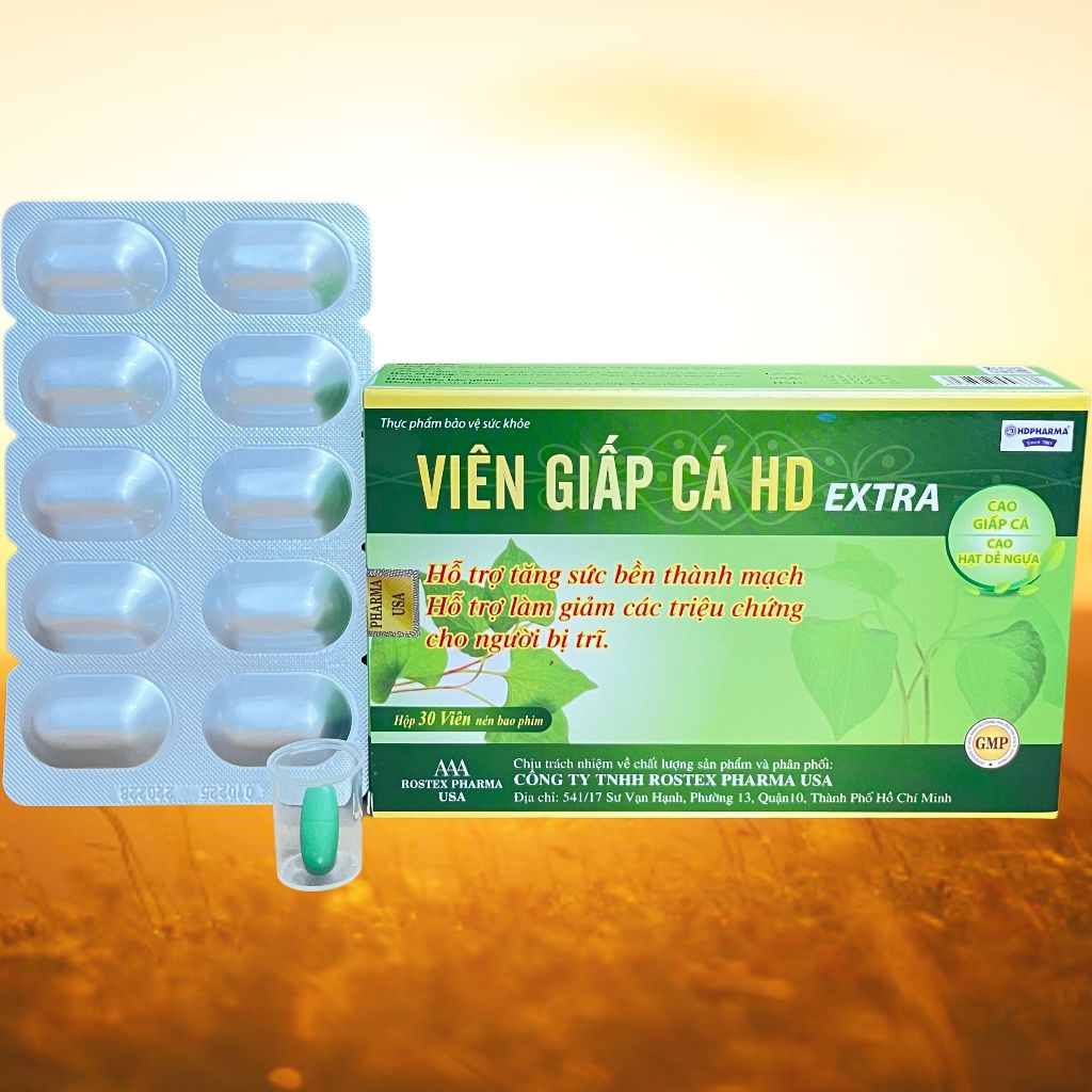 Combo 5 Hộp Viên Giấp Cá HD Extra - Rostex - Hải Dương - Vitamin Thanh Lọc