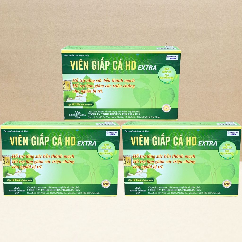 Combo 3 Hộp Viên Giấp Cá HD Extra - Rostex - Hải Dương - Vitamin Chữa Lành