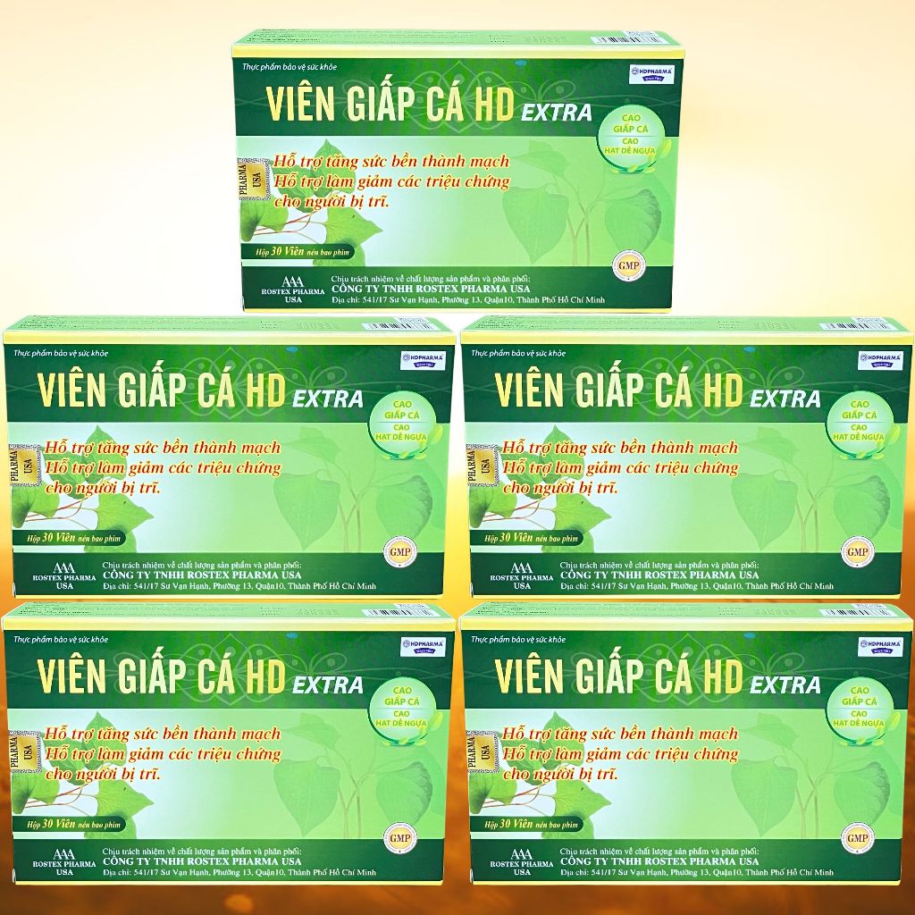 Combo 5 Hộp Viên Giấp Cá HD Extra - Rostex - Hải Dương - Vitamin Thanh Lọc