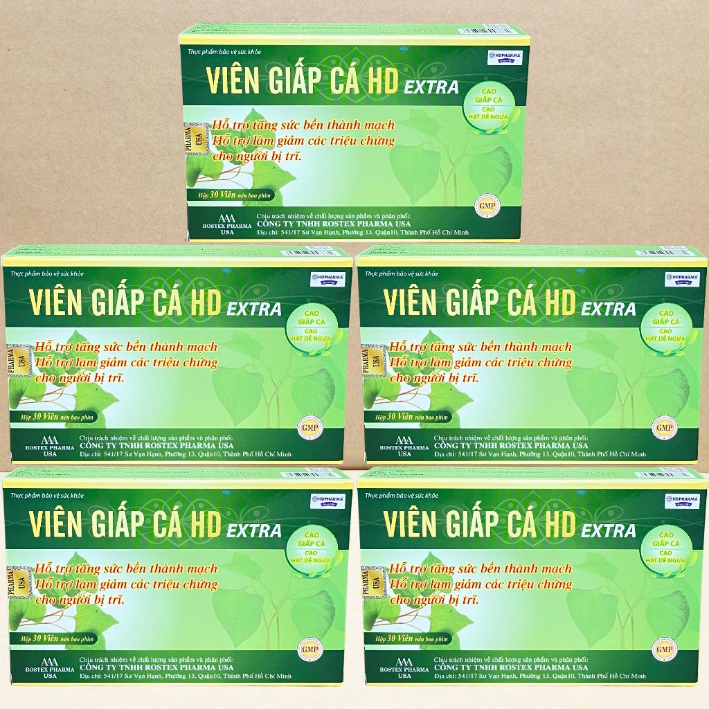 Combo 5 Hộp Viên Giấp Cá HD Extra - Rostex - Hải Dương - Vitamin Chữa Lành
