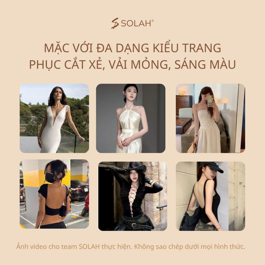 Miếng Dán Ngực Chữ U Tháo Móc SOLAH Áo Váy Hở Ngực Hở Lưng Sexy Đi Biển Tiệc Dạ Hội Du Lịch BR12