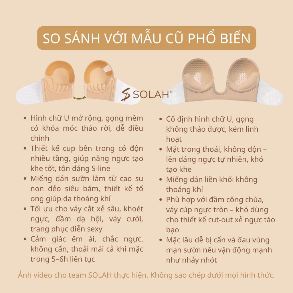 Miếng Dán Ngực Chữ U Tháo Móc SOLAH Áo Váy Hở Ngực Hở Lưng Sexy Đi Biển Tiệc Dạ Hội Du Lịch BR12