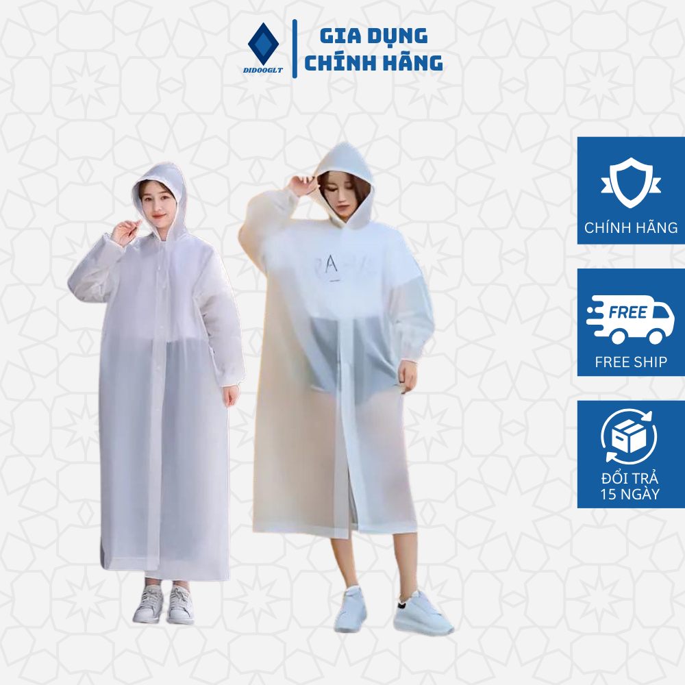 Áo Mưa Trong Suốt DIDOOGLT Có Khoá Kéo Chất Liệu PVC Chống Thấm Tốt Cao Cấp