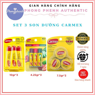 [CÓ TÁCH SET] Set 3 cây son dưỡng Carmex Lip Balm mua sale US
