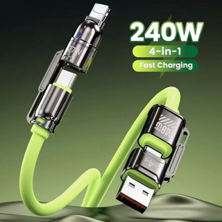 Dây Sạc Nhanh Đa Năng 4 Trong 1 Type C 240W Sạc Nhanh Type C -L 27W Cáp Sạc Type C 65W Dây Bọc Silicon Dẻo