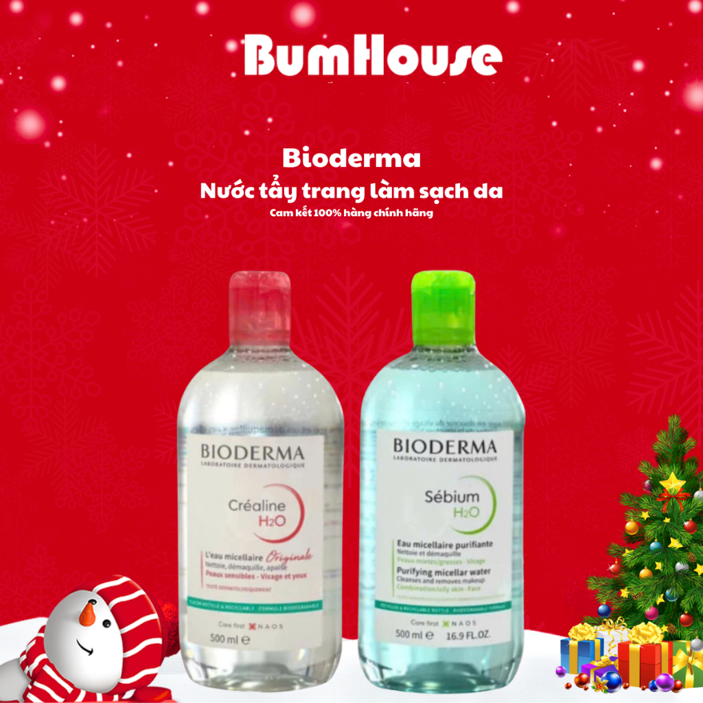 Nước Tẩy Trang Pháp Bio Créaline/ Sébium H2O Cho Da Dầu Mụn, Da Nhạy Cảm 500ml