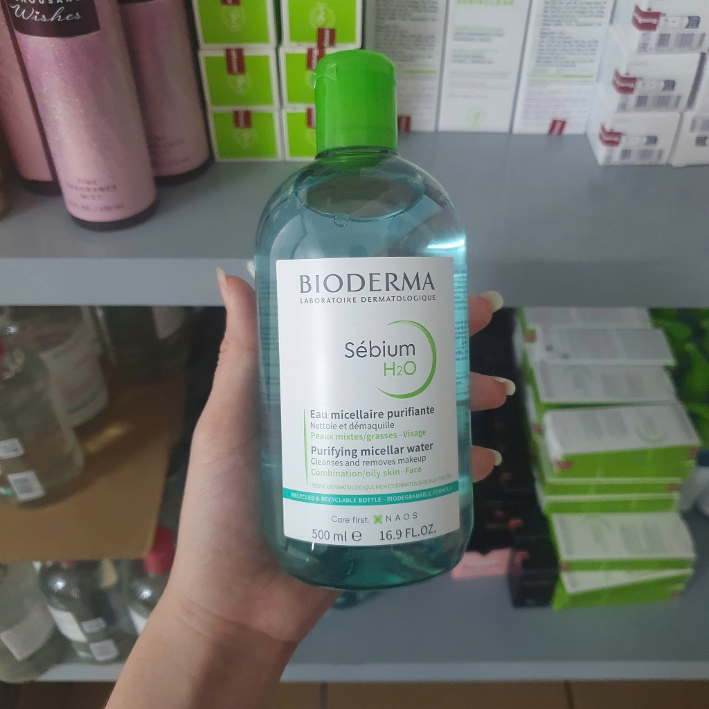 Nước Tẩy Trang Nội Địa Pháp Sébium H2O Cho Da Dầu Mụn 500ml (Màu xanh lá)