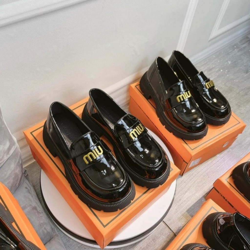 Giày Oxford Nữ, Giày Da Nữ Đế Bằng 2 Loại Da Bóng Mờ Cao 5cm Bản C.Cấp Full Box || Mã N05