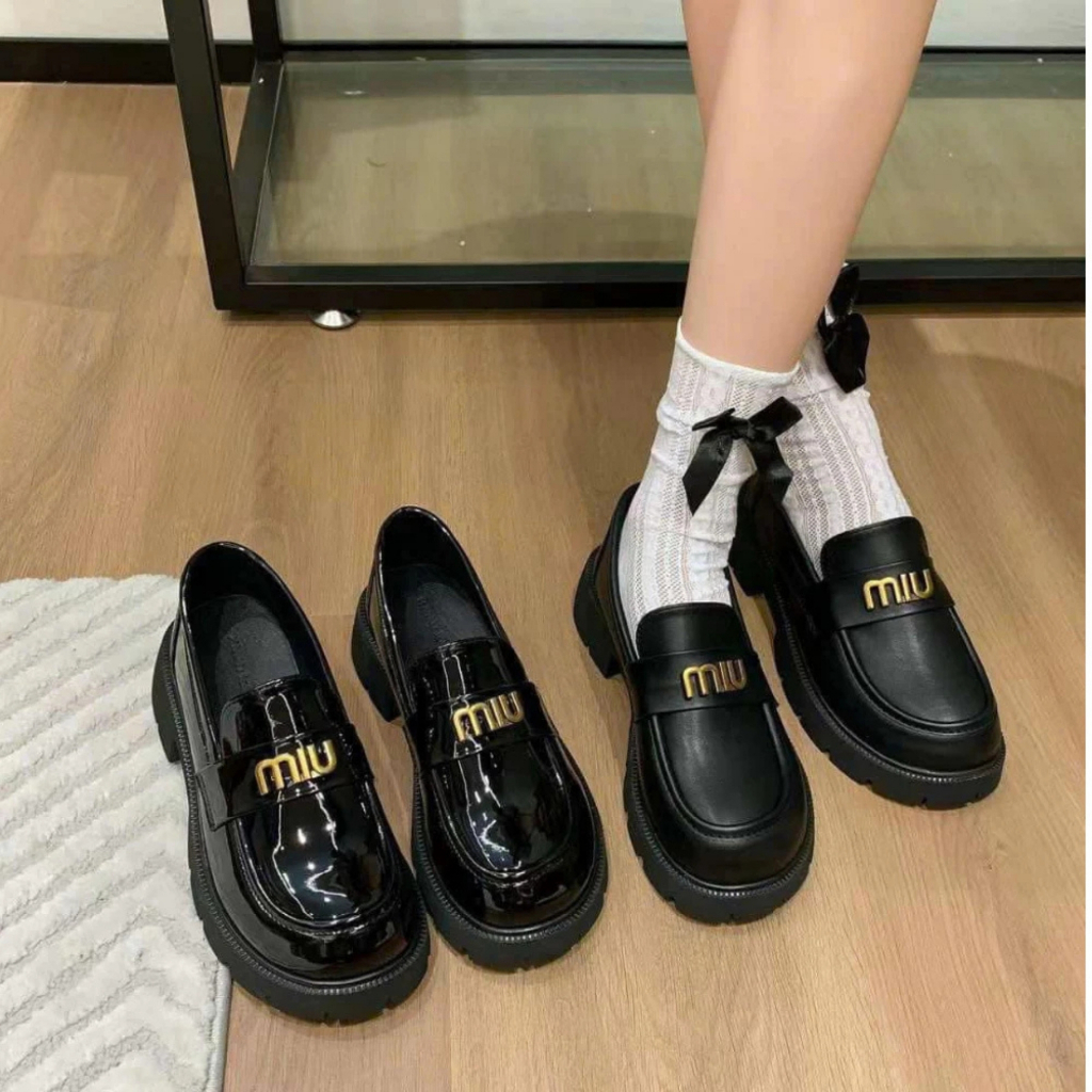 Giày Oxford Nữ, Giày Da Nữ Đế Bằng 2 Loại Da Bóng Mờ Cao 5cm Bản C.Cấp Full Box || Mã N05