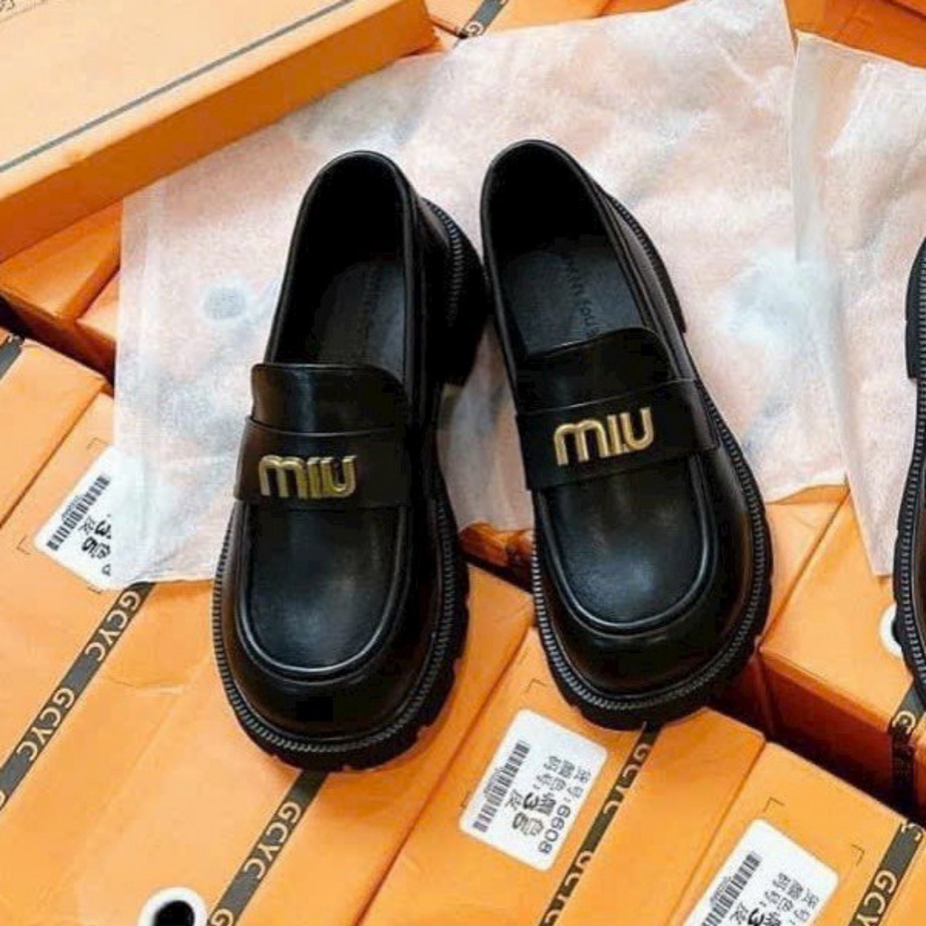 Giày Oxford Nữ, Giày Da Nữ Đế Bằng 2 Loại Da Bóng Mờ Cao 5cm Bản C.Cấp Full Box || Mã N05