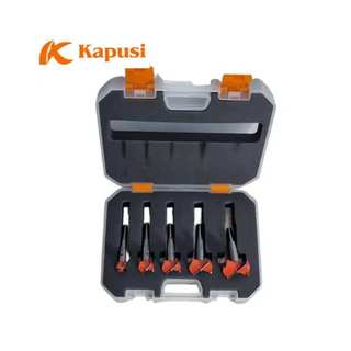 Bộ mũi khoét gỗ KAPUSI 5 chi tiết K-6280, cỡ từ 15-35mm thép carbon cứng và sắc bén
