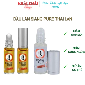 Dầu Lăn Siang Pure 5ml, Dầu gió ông già Thái Lan Siang Pure dạng lăn xoa bóp giảm đau Khải Khải Shop