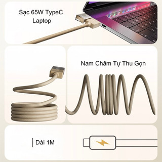 Cáp sạc từ tính 4 trong 1 Sạc nhanh 65W 1M Tương thích với USB TYPE-C I P và các thiết bị khác