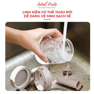 Lọ Đựng Gia Vị Thuỷ Tinh Boro Chống Vỡ Cao Cấp - Hộp Đựng Gia Vị Có Thìa Để Ngăn Riêng Chống Ẩm, Nắp Kín Có Khóa