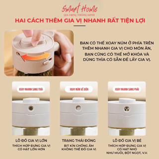 Lọ Đựng Gia Vị Thuỷ Tinh Boro Chống Vỡ Cao Cấp - Hộp Đựng Gia Vị Có Thìa Để Ngăn Riêng Chống Ẩm, Nắp Kín Có Khóa