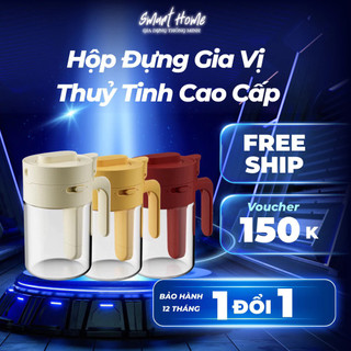 Lọ Đựng Gia Vị Thuỷ Tinh Boro Chống Vỡ Cao Cấp - Hộp Đựng Gia Vị Có Thìa Để Ngăn Riêng Chống Ẩm, Nắp Kín Có Khóa