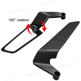 SEAMETAL chiếu hậu Xe máy Có thể Điều chỉnh cánh gió Xoay cho Ninja 250 300 H2 H4