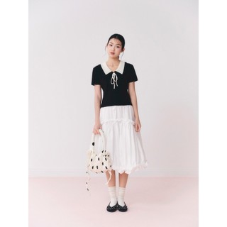 Áo knit OLV cổ bẻ phối dây cột nơ trẻ trung năng động Sooah Knit Top phù hợp đi làm đi chơi