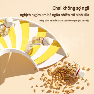 Youkebei Bình Sữa Cổ Rộng Bình Tập Uống Cho Bé 300ml Có Tay Cầm Chống Sặc Hoạ Tiết Gấu Chất Liệu PP An Toàn Không BPA