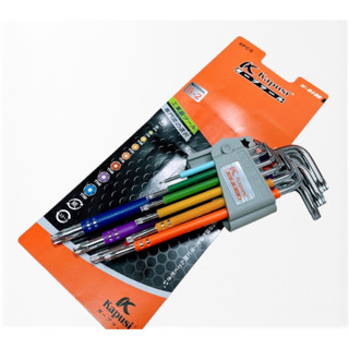 Bộ lục giác hoa thị 9 màu KAPUSI Japan, 9 cây chữ L từ T10-T50 Thép cao cấp không gỉ, Bh12 thángKouritsu Official Store