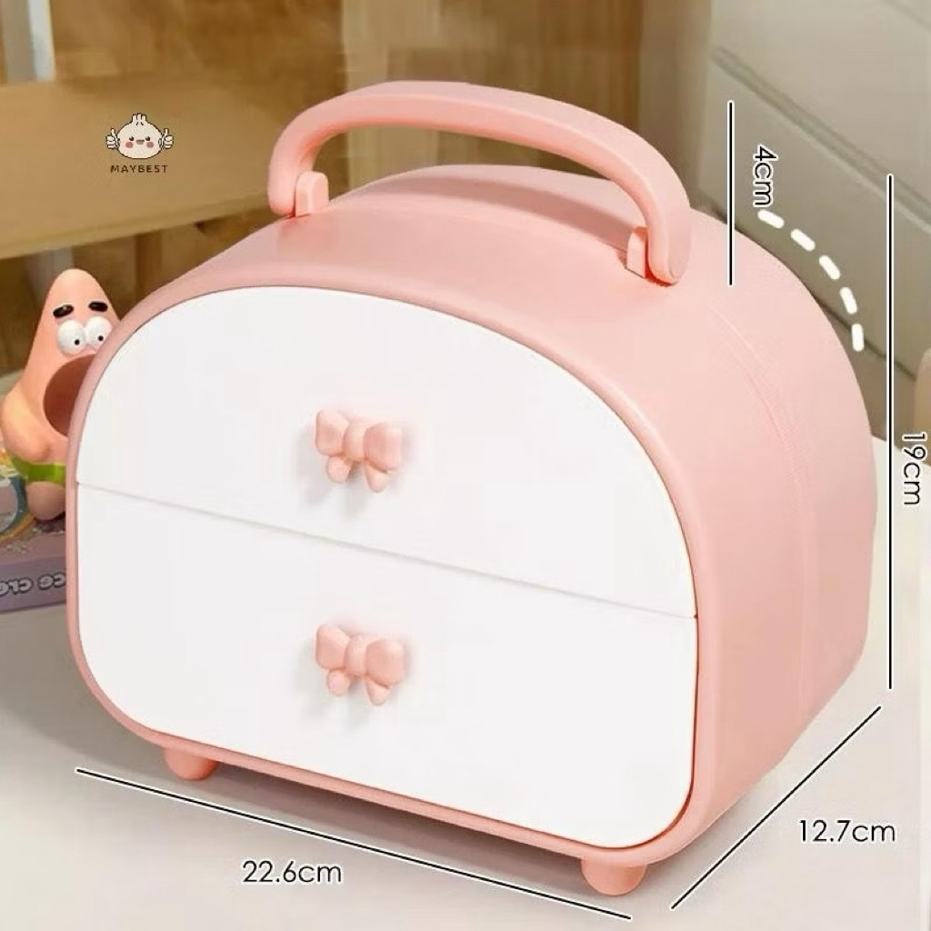 Kệ để đồ nơ có quai xách tiện lợi - Hộp đựng đồ linh tinh
