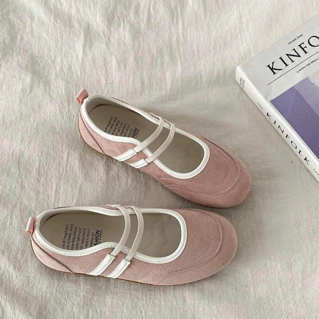 Giày Nữ Ballet Marry Jane Quai Chun Mũi Tròn Đủ màu Đỏ Hồng Vàng || Mã N38