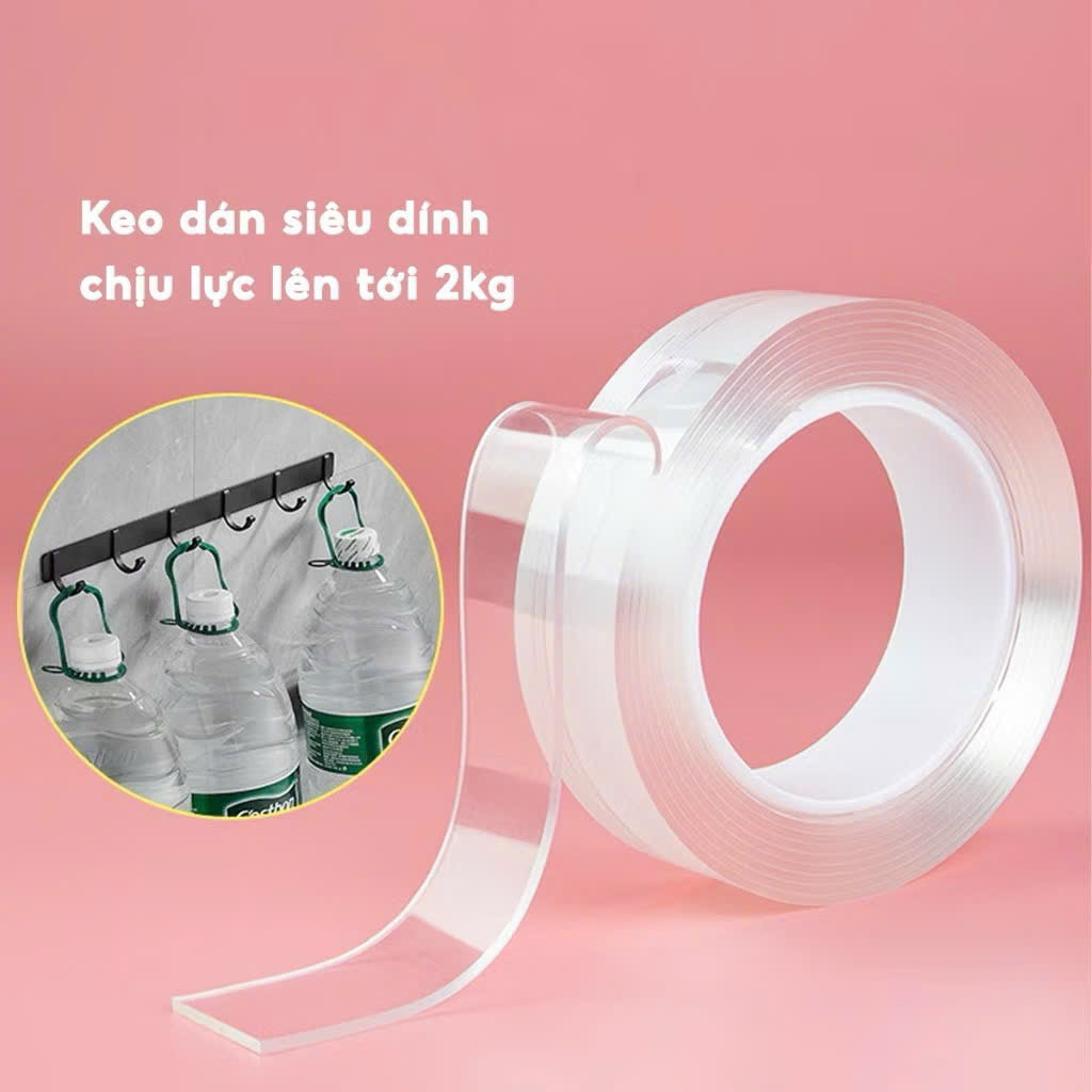 Băng dính 2 mặt nano dài 3m trong suốt đa năng